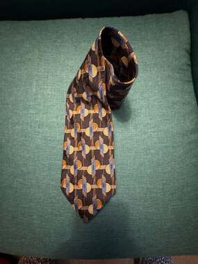 Robert Talbott Studio Silk Necktie Geometric Blue Gold